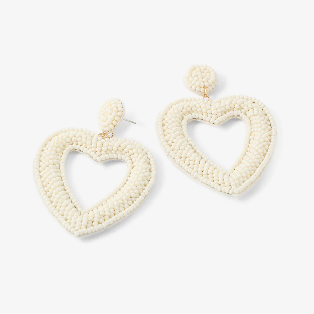 Boucles d'oreilles cœurs ivoires - Image 2