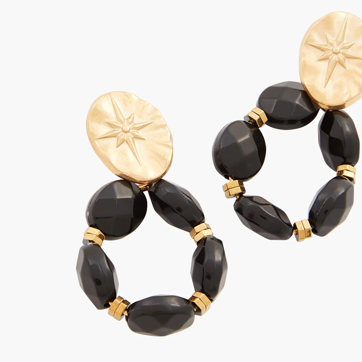 Boucles d'oreilles effet pierres noires Acier inoxydable - Image 2