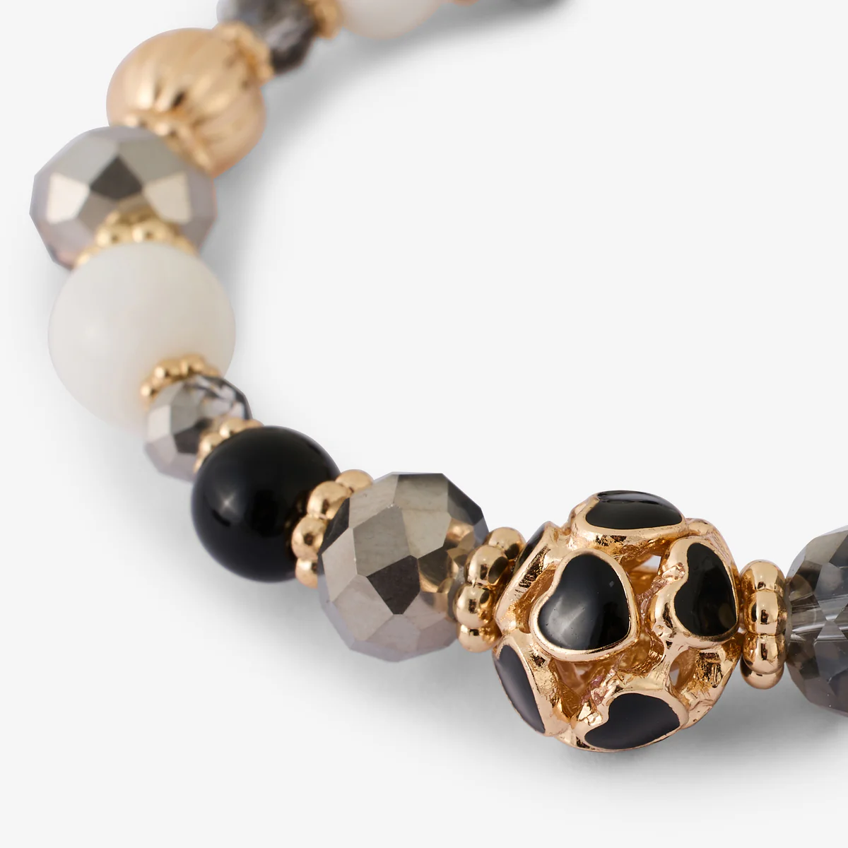 Bracelet avec perles et cœur strié Romantique - Image 2