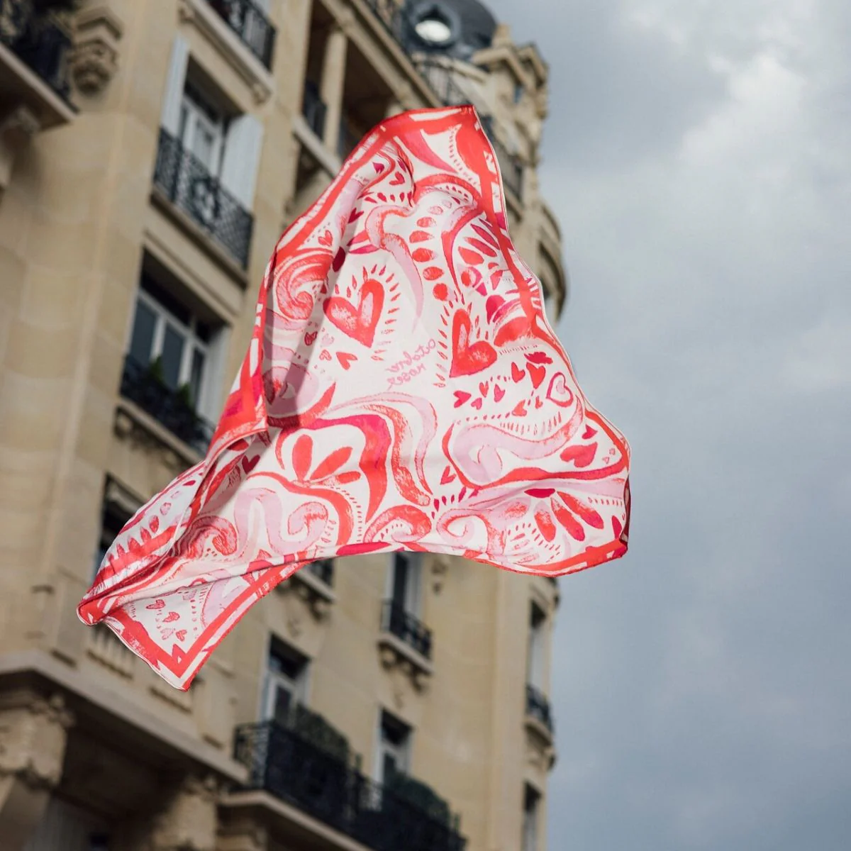 Foulard carré rose Orchydee - Image 4