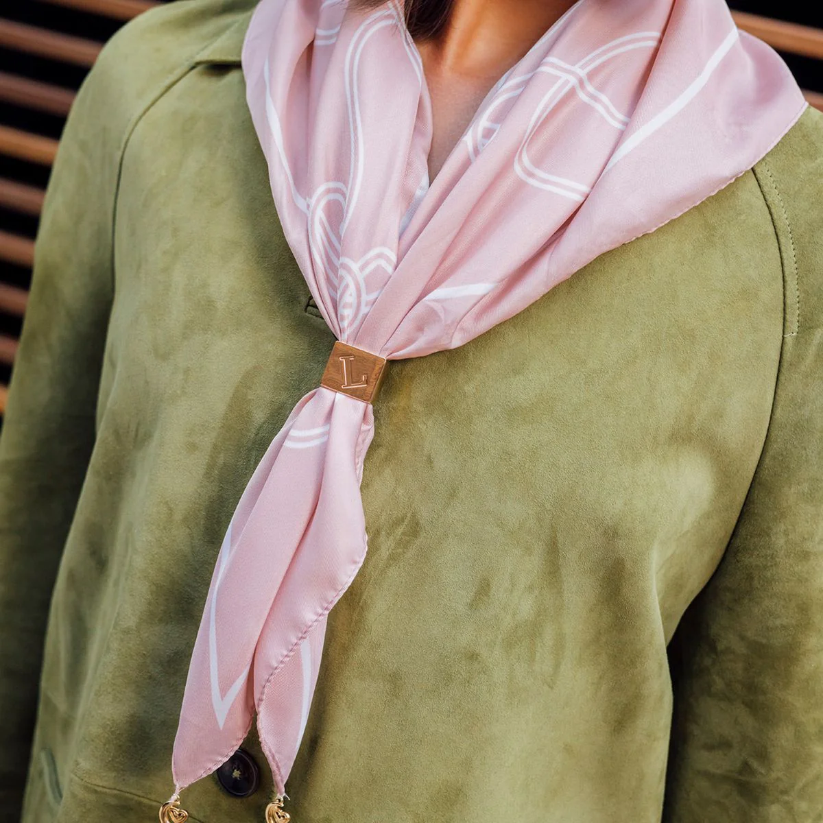 Foulard carré rose Sateen - Image 2