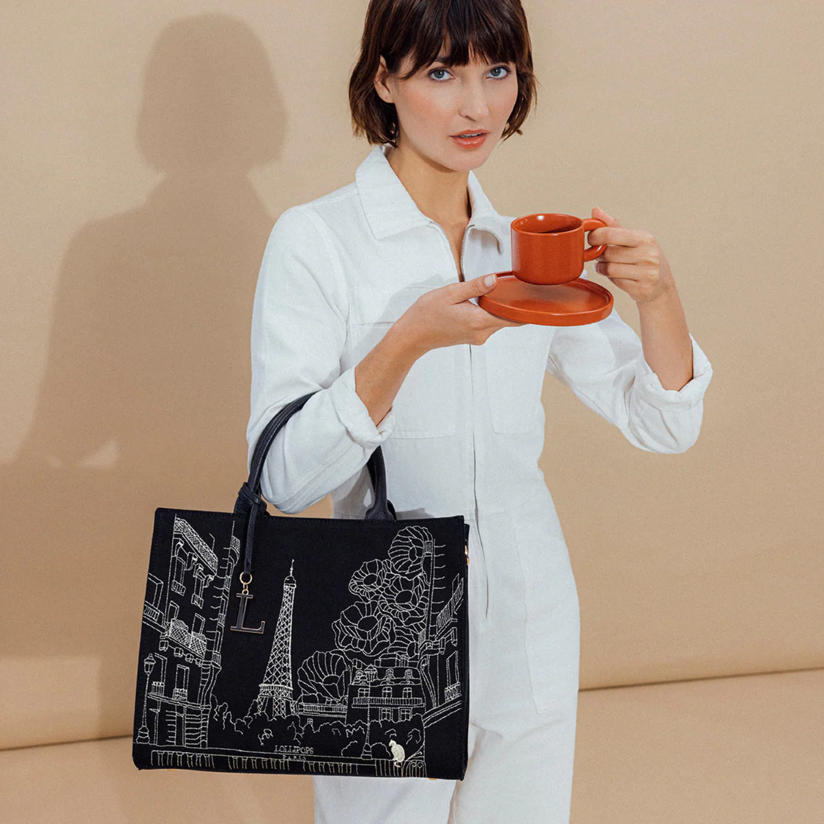 Grand sac shopper noir Pierette - Image 7