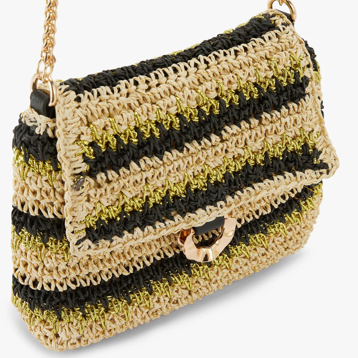 Petit sac paille porté épaule noir Nicolosi Paille - Image 5