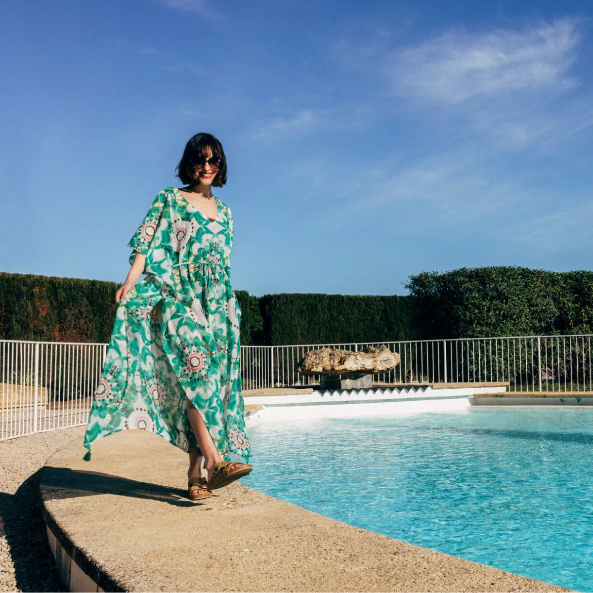 Robe de plage longue verte Naucelle - Image 4